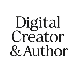 Logo that reads &ldquo;Digital Creator & Author&rdquo; in a stylish black font on a white background for Ride or Die Babygirl Homepage.